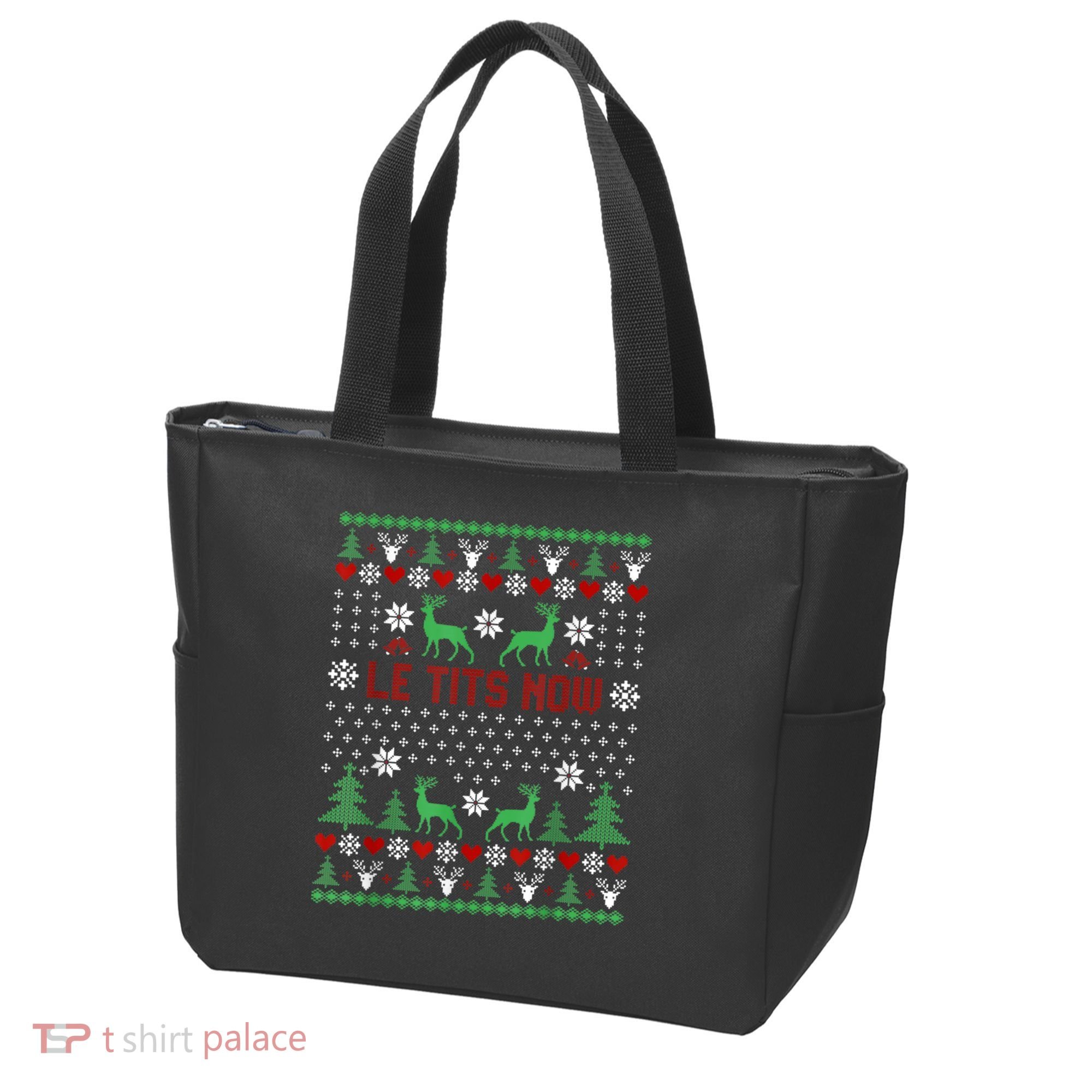 Le Tits Now Christmas Let It Snow Ugly Christmas Sweater Tote Bag