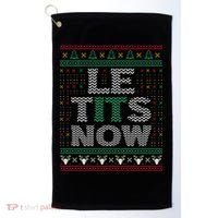 Le Tits Now Christmas Let It Snow Ugly Christmas Sweater Golf Towel thumb 0