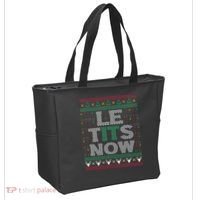 Le Tits Now Christmas Let It Snow Ugly Christmas Sweater Tote Bag thumb 2