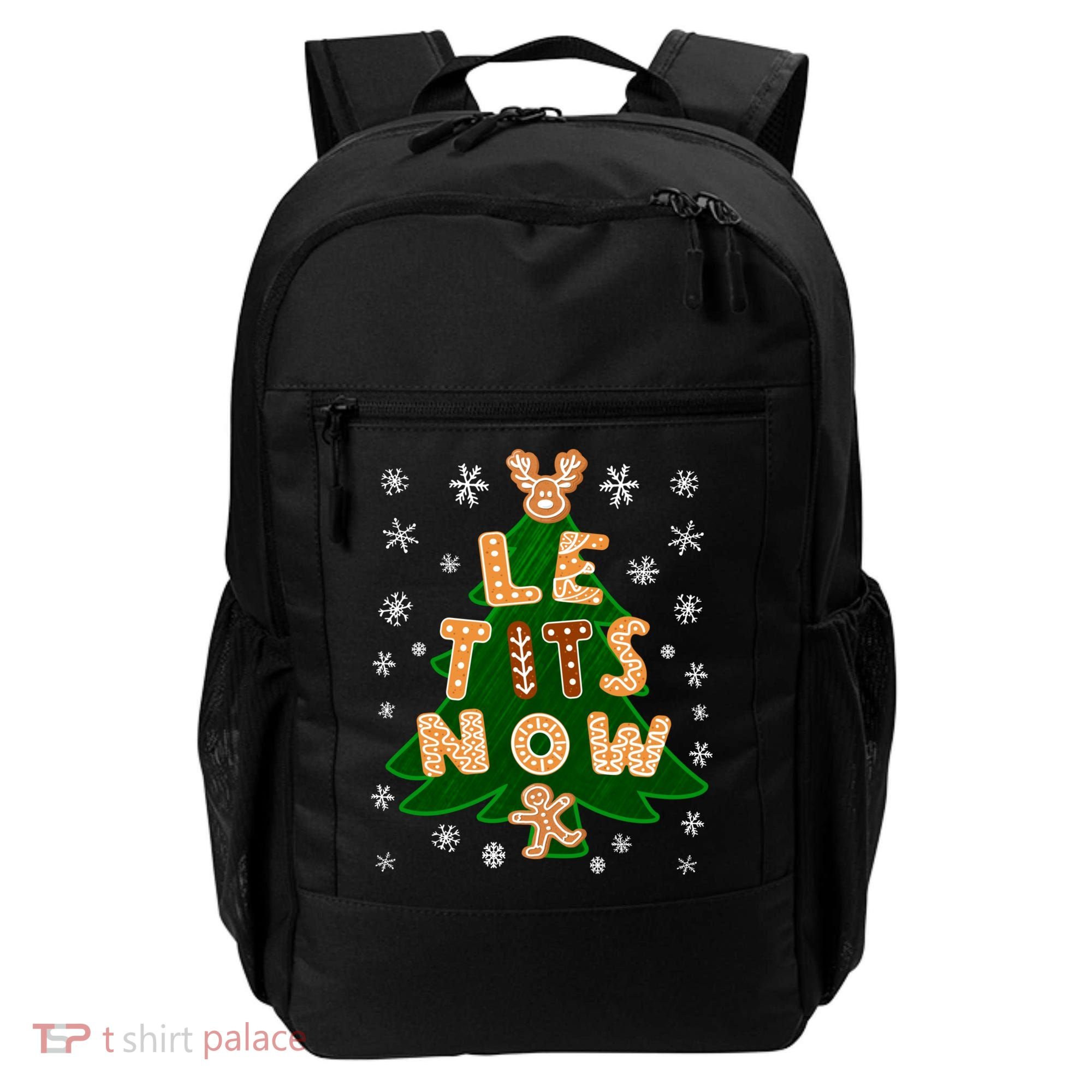 Le Tits Now Christmas Let It Snow Ugly Christmas Sweater Backpack
