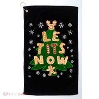 Le Tits Now Christmas Let It Snow Ugly Christmas Sweater Golf Towel thumb 0