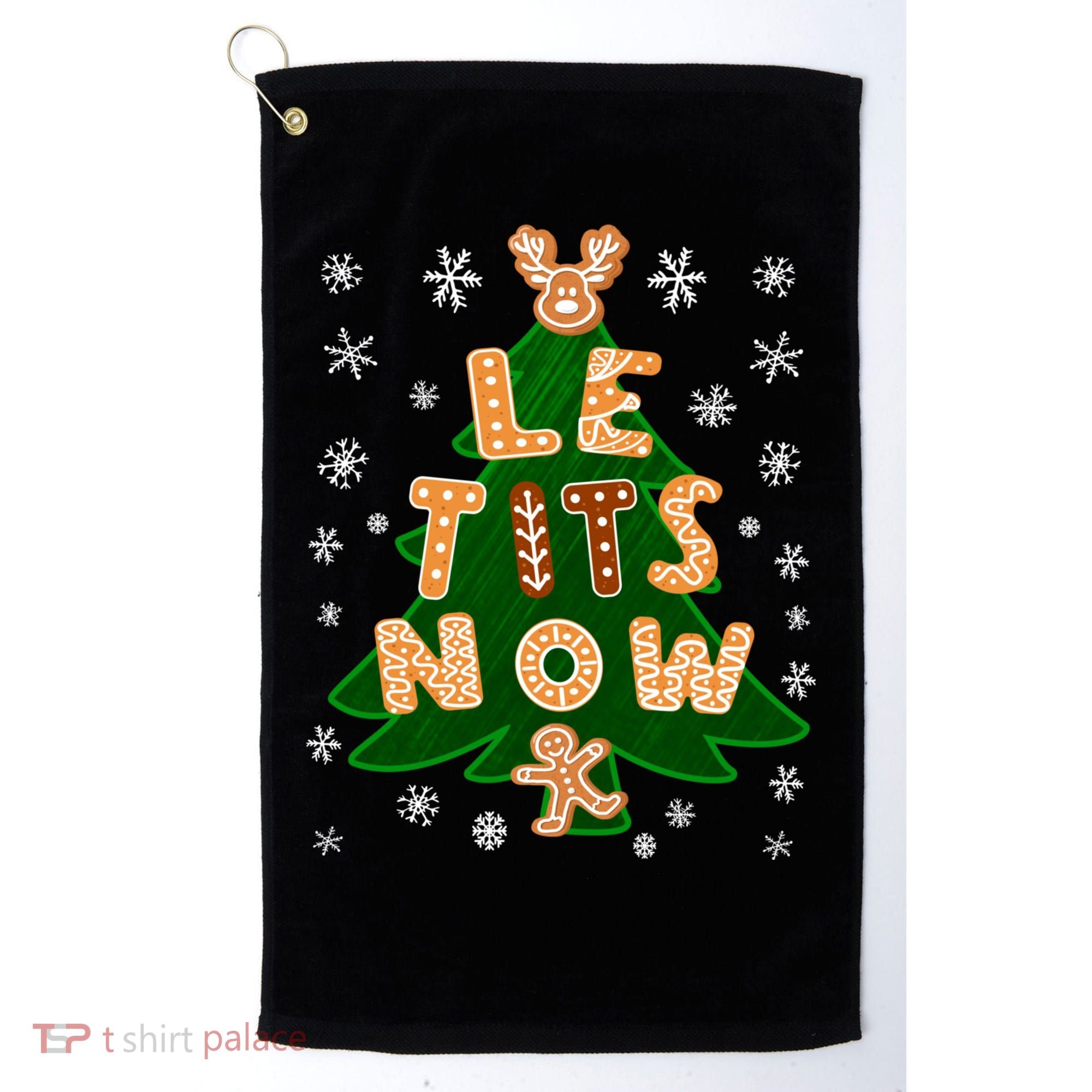Le Tits Now Christmas Let It Snow Ugly Christmas Sweater Golf Towel