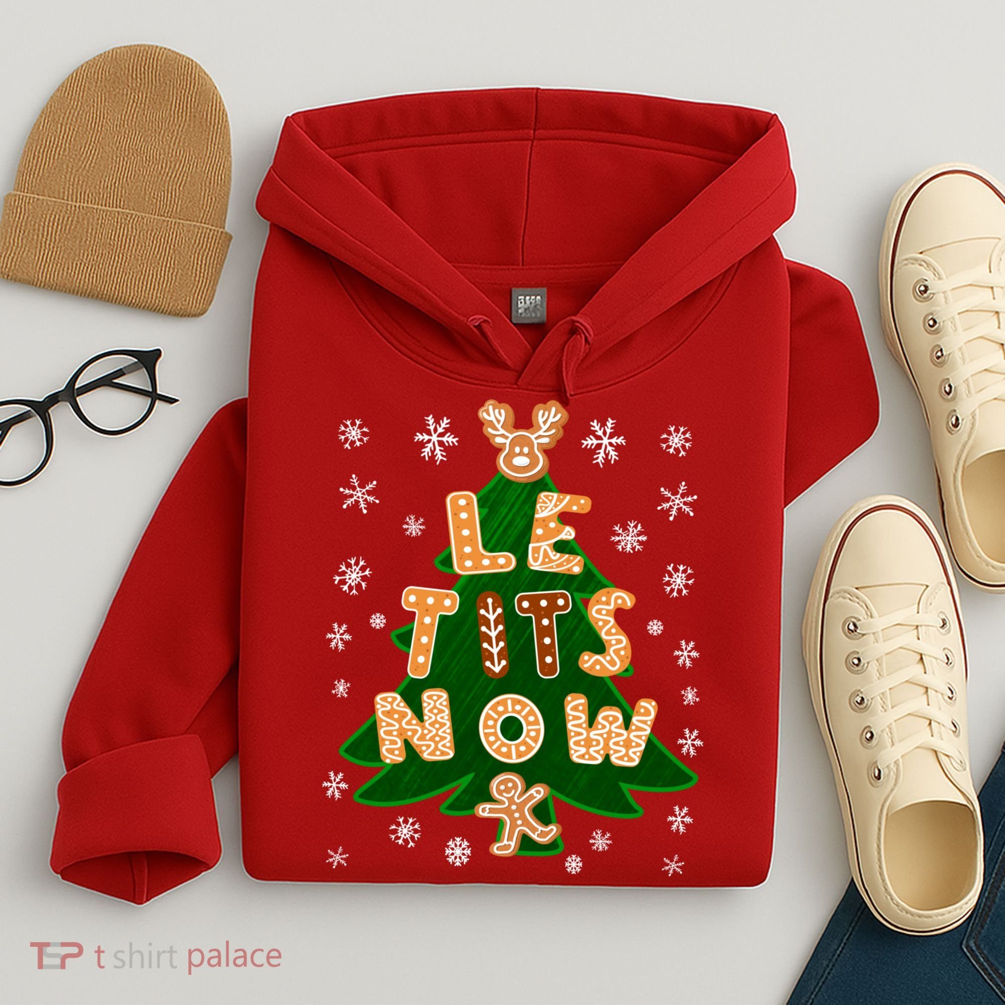 Le Tits Now Christmas Let It Snow Ugly Christmas Sweater Hoodie
