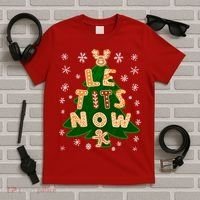 Le Tits Now Christmas Let It Snow Ugly Christmas Sweater T-Shirt thumb 5