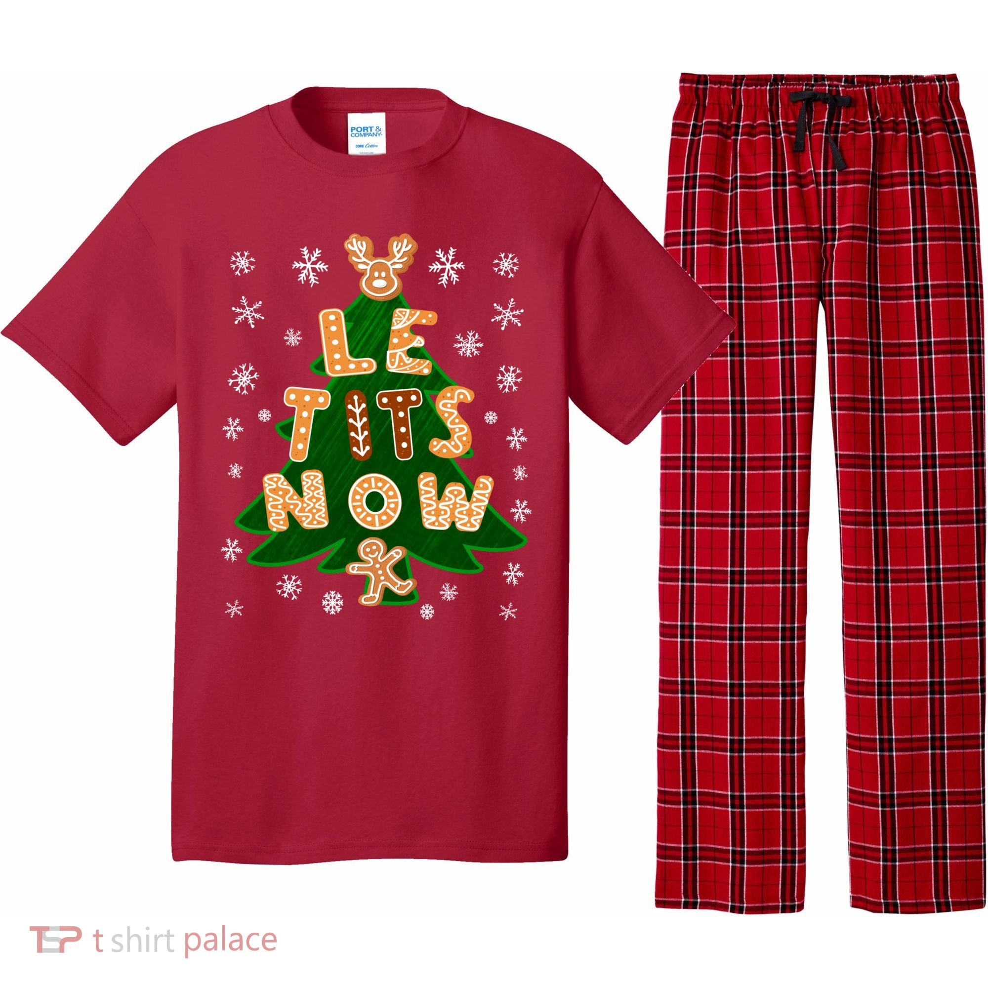 Le Tits Now Christmas Let It Snow Ugly Christmas Sweater Pajama Set