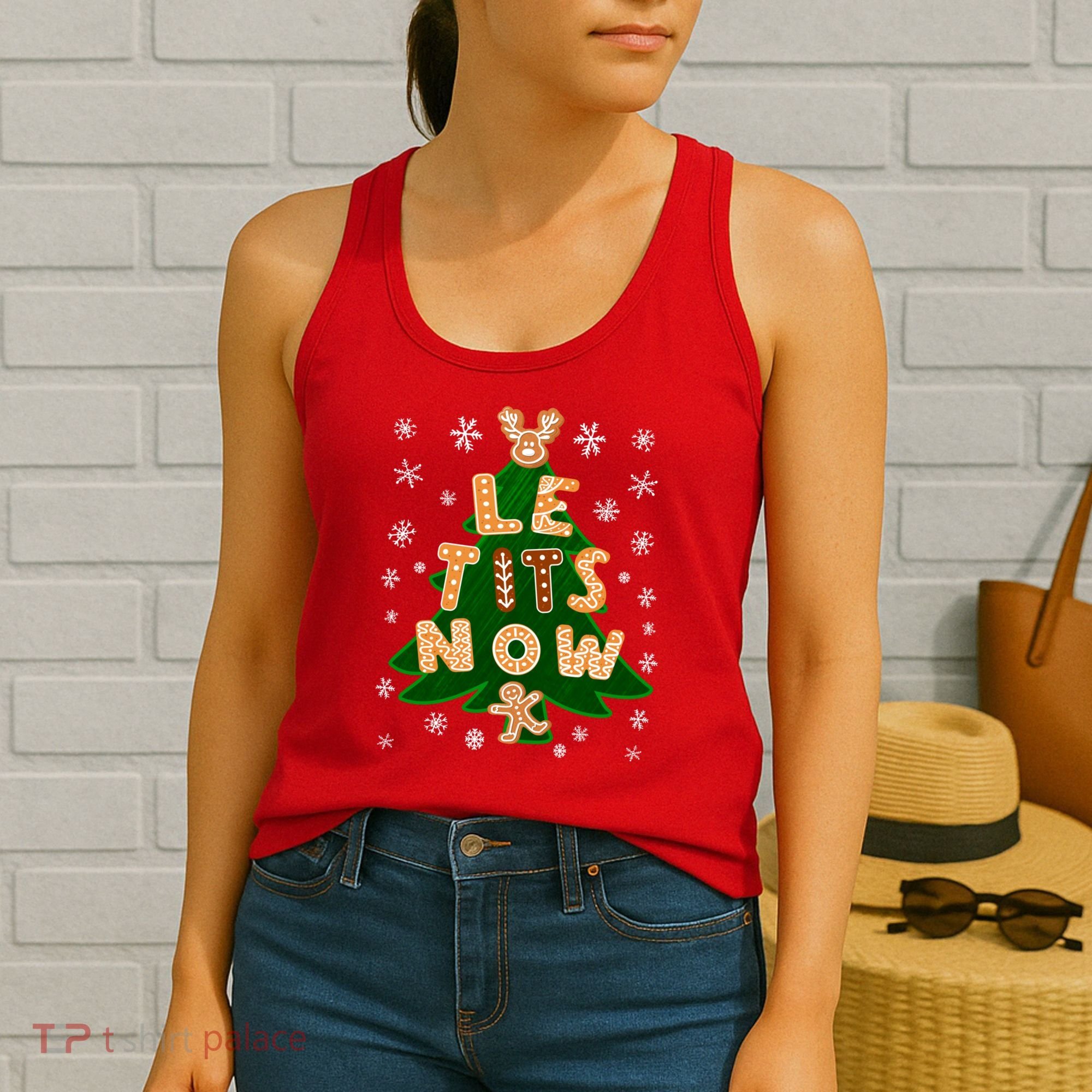 Le Tits Now Christmas Let It Snow Ugly Christmas Sweater Women's Tank Top