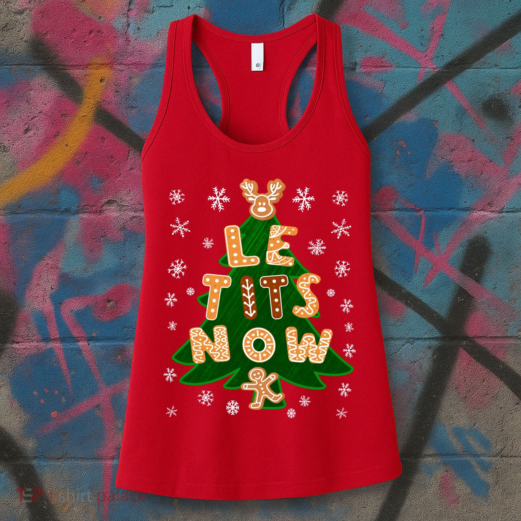 Le Tits Now Christmas Let It Snow Ugly Christmas Sweater Women's Tank Top
