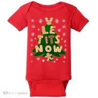 Le Tits Now Christmas Let It Snow Ugly Christmas Sweater Baby Bodysuit thumb 0