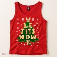 Le Tits Now Christmas Let It Snow Ugly Christmas Sweater Tank Top thumb 2