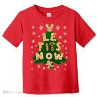 Le Tits Now Christmas Let It Snow Ugly Christmas Sweater Toddler T-Shirt thumb 0