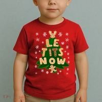Le Tits Now Christmas Let It Snow Ugly Christmas Sweater Toddler T-Shirt thumb 2
