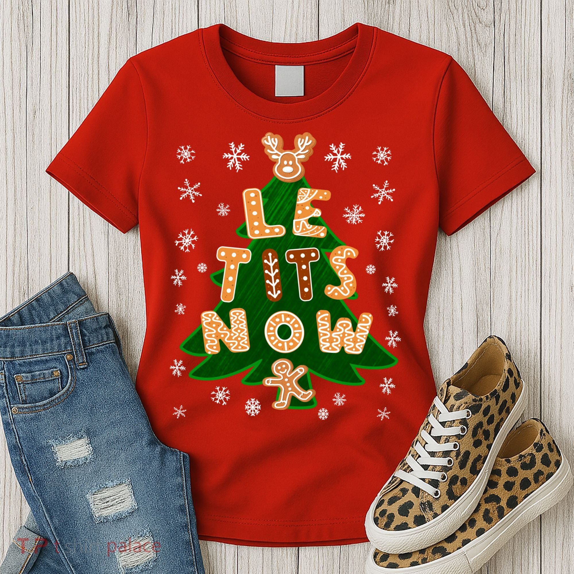 Le Tits Now Christmas Let It Snow Ugly Christmas Sweater Women's T-Shirt