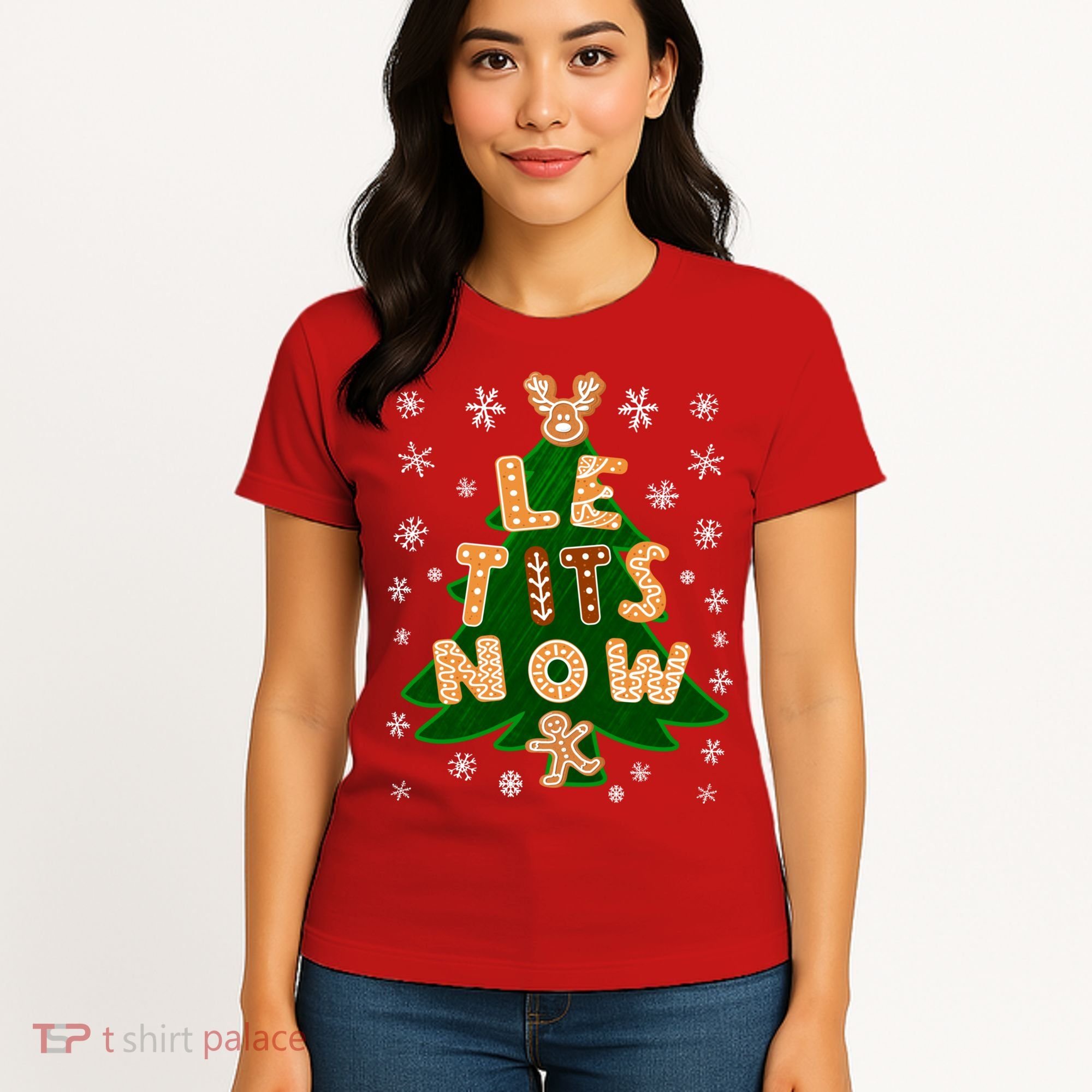 Le Tits Now Christmas Let It Snow Ugly Christmas Sweater Women's T-Shirt
