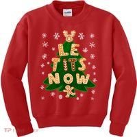 Le Tits Now Christmas Let It Snow Ugly Christmas Sweater Kids Sweatshirt thumb 0