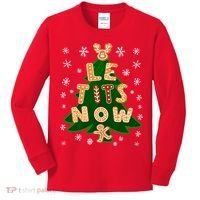Le Tits Now Christmas Let It Snow Ugly Christmas Sweater Kids Long Sleeve Shirt thumb 0