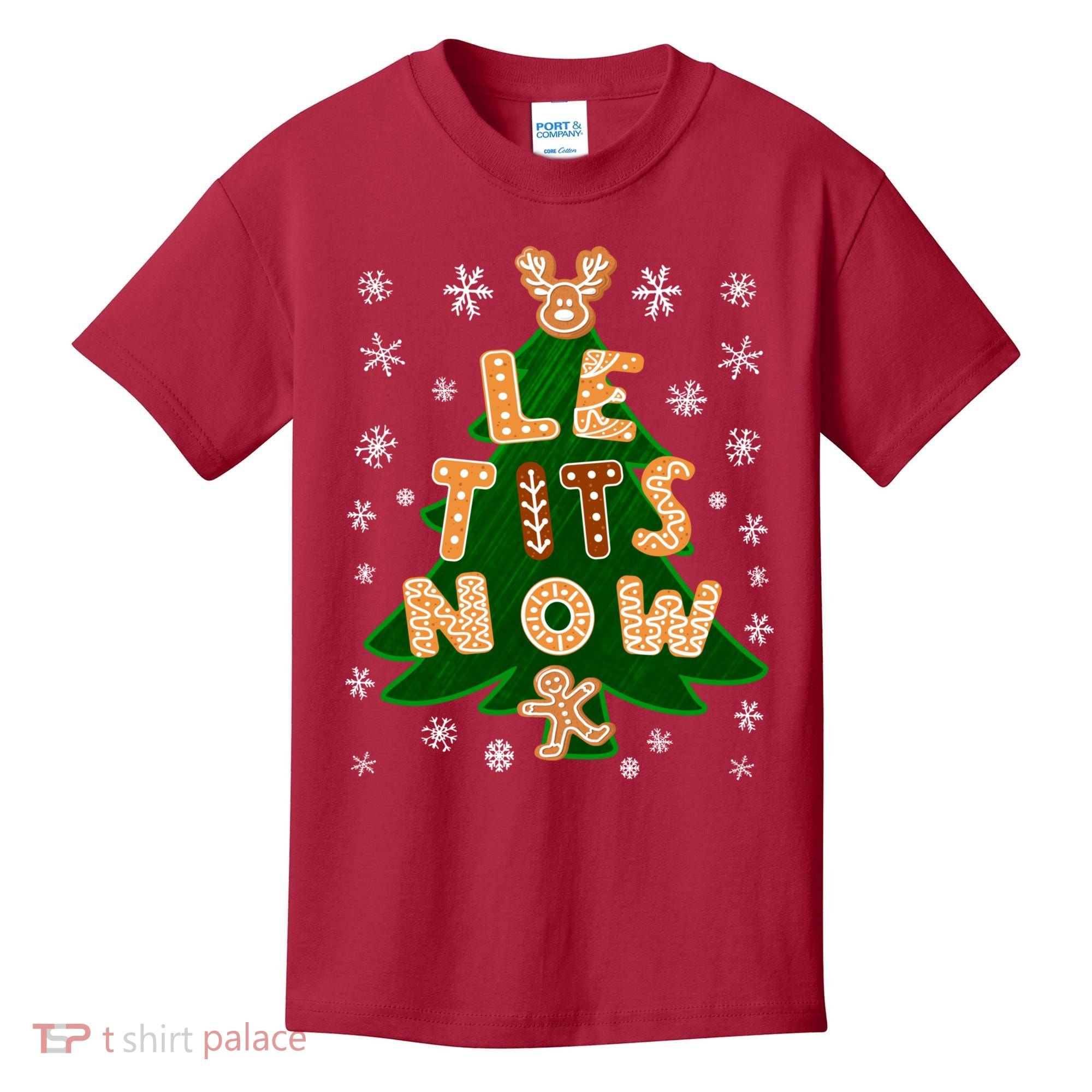 Le Tits Now Christmas Let It Snow Ugly Christmas Sweater Kids T-Shirt