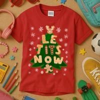 Le Tits Now Christmas Let It Snow Ugly Christmas Sweater Kids T-Shirt thumb 3