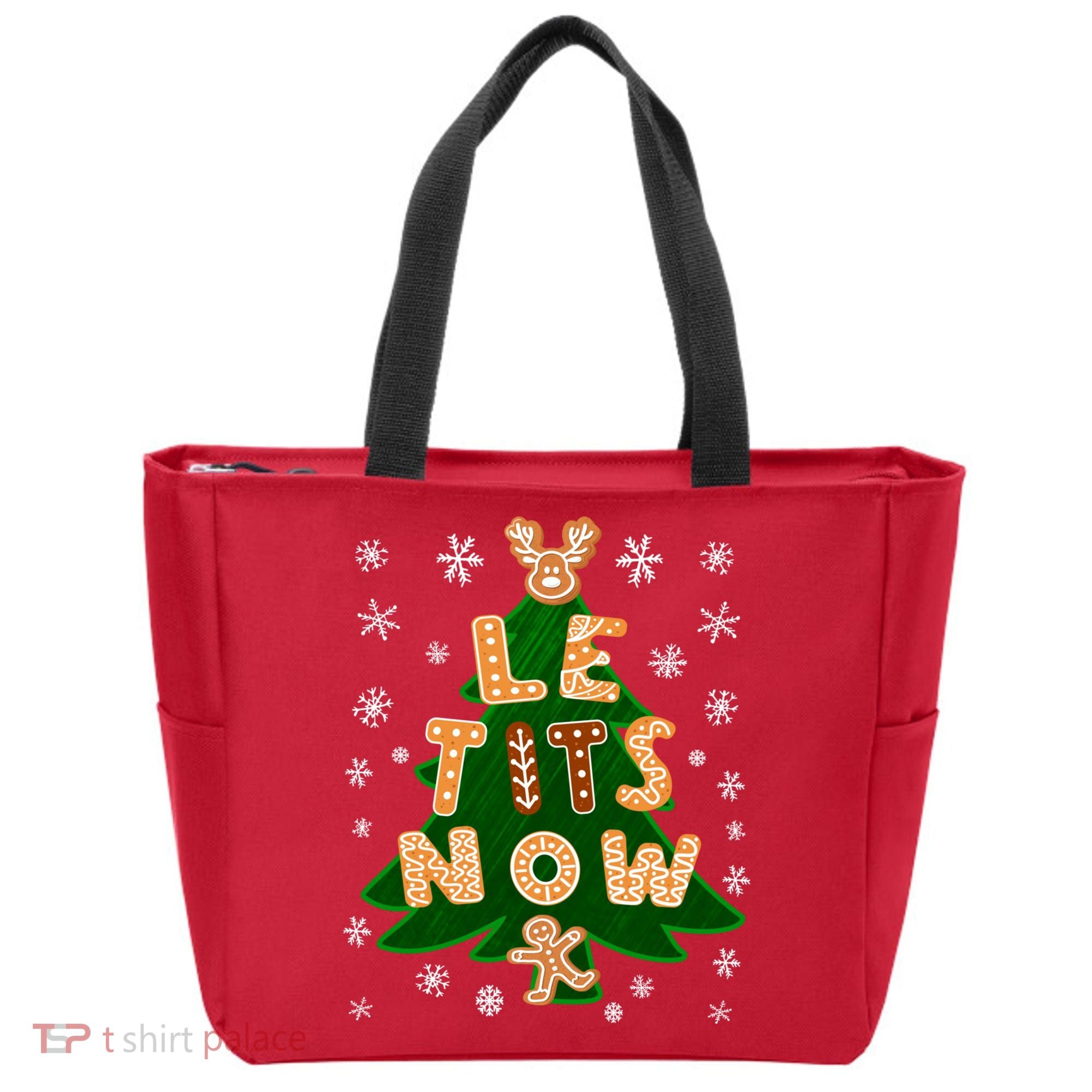 Le Tits Now Christmas Let It Snow Ugly Christmas Sweater Tote Bag