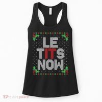 Le Tits Now Funny Christmas Let It Snow Adult Ugly Christmas Women's Tank Top thumb 0