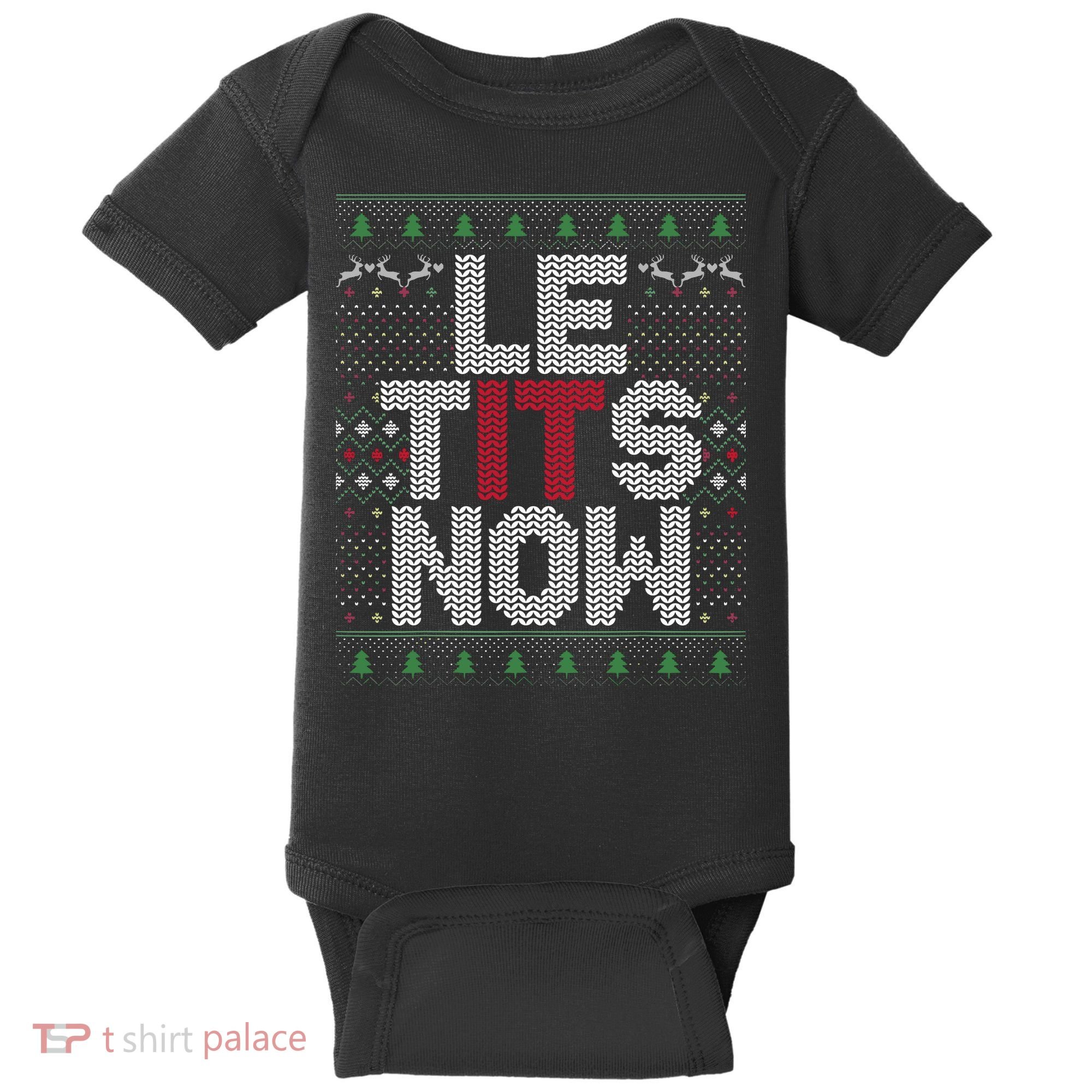 Le Tits Now Christmas Let It Snow Ugly Christmas Baby Bodysuit
