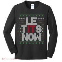 Le Tits Now Christmas Let It Snow Ugly Christmas Kids Long Sleeve Shirt thumb 0