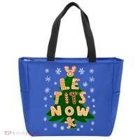 Le Tits Now Let It Snow Humor Christmas Funny Gift Tote Bag thumb 0