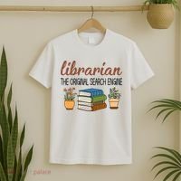 Librarian The Orginal Search Engine Reading Books Gift Cute Reading T-Shirt thumb 2