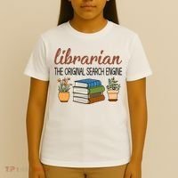 Librarian The Orginal Search Engine Reading Books Gift Cute Reading T-Shirt thumb 4