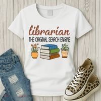 Librarian The Orginal Search Engine Reading Books Gift Cute Reading Women's T-Shirt thumb 3