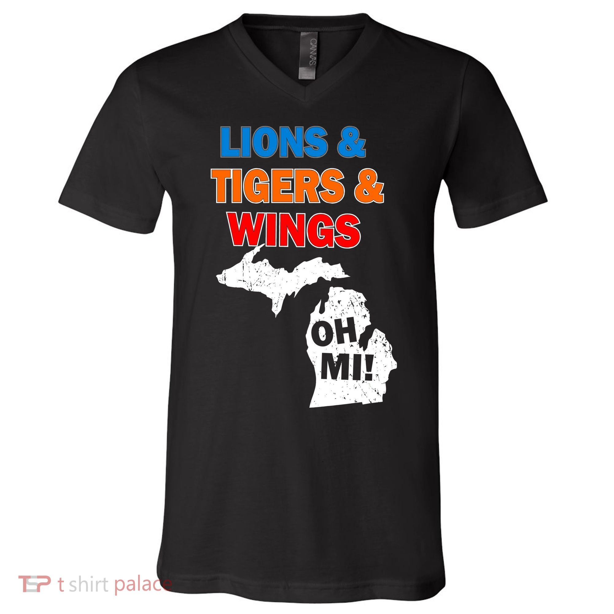 Lions Tigers Wings Oh Mi V-Neck T-Shirt