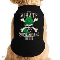 Let The Pirate Shenanigans Begin Pirate Skull Jolly Roger Gift Doggie Tank thumb 0