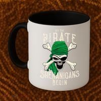 Let The Pirate Shenanigans Begin Pirate Skull Jolly Roger Gift Coffee Mug thumb 2