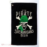 Let The Pirate Shenanigans Begin Pirate Skull Jolly Roger Gift Golf Towel thumb 0
