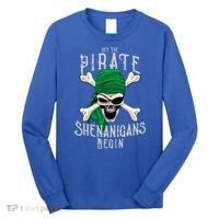 Let The Pirate Shenanigans Begin Pirate Skull Jolly Roger Gift Long Sleeve Shirt thumb 0