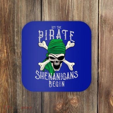 Let The Pirate Shenanigans Begin Pirate Skull Jolly Roger Gift Coaster