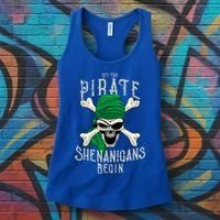 Let The Pirate Shenanigans Begin Pirate Skull Jolly Roger Gift Women's Tank Top thumb 3