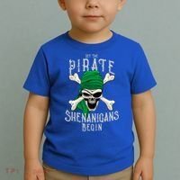 Let The Pirate Shenanigans Begin Pirate Skull Jolly Roger Gift Toddler T-Shirt thumb 2