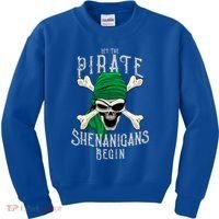 Let The Pirate Shenanigans Begin Pirate Skull Jolly Roger Gift Kids Sweatshirt thumb 0