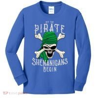 Let The Pirate Shenanigans Begin Pirate Skull Jolly Roger Gift Kids Long Sleeve Shirt thumb 0