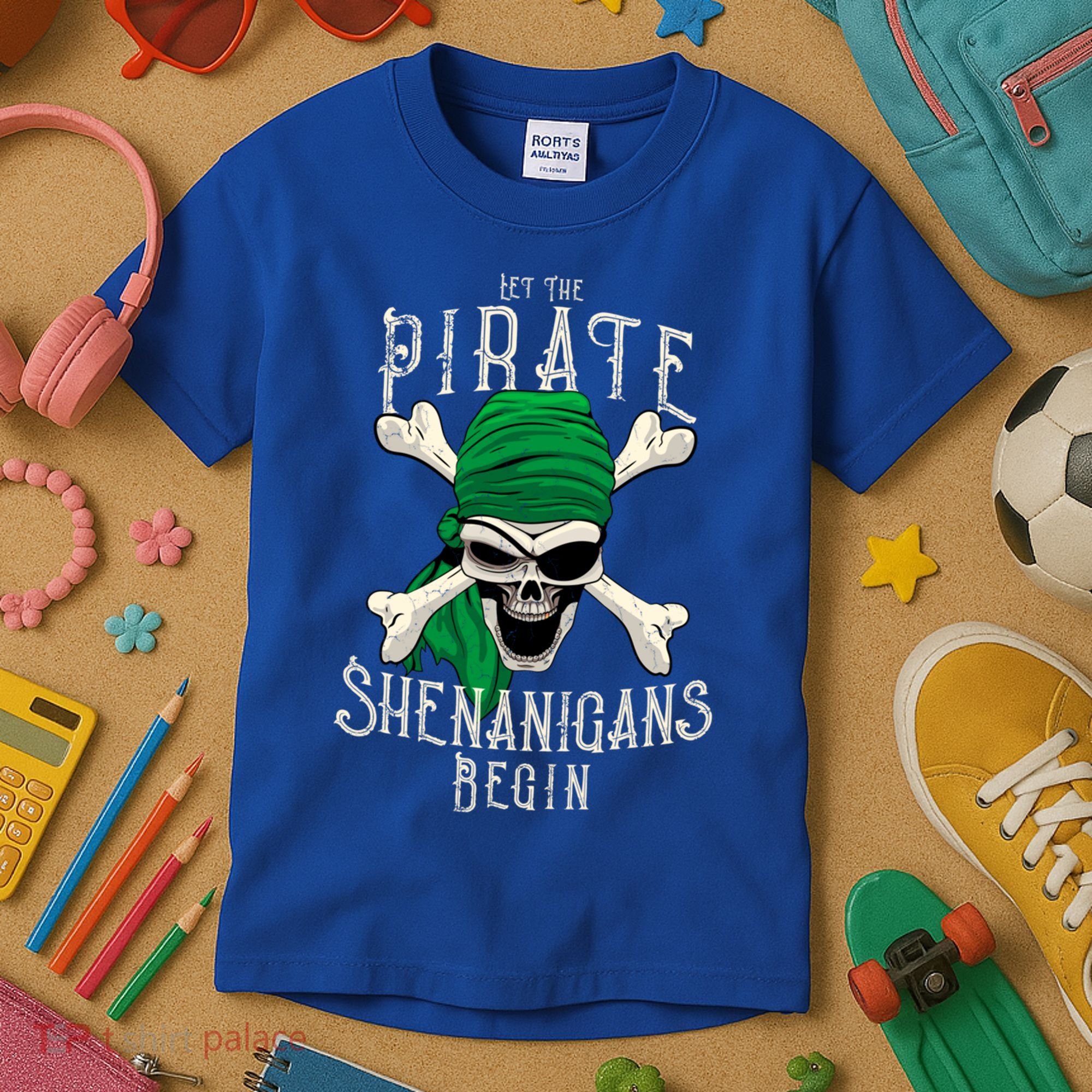 Let The Pirate Shenanigans Begin Pirate Skull Jolly Roger Gift Kids T-Shirt