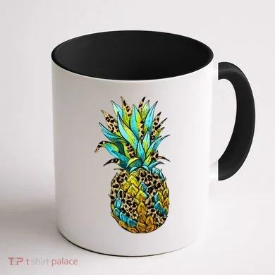 Leopard Tropical Pineapple Coffee Mug back