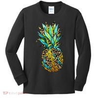Leopard Tropical Pineapple Kids Long Sleeve Shirt thumb 0