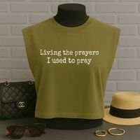 Living The Prayers I Used To Pray Garment-Dyed Women's Muscle Tee thumb 3