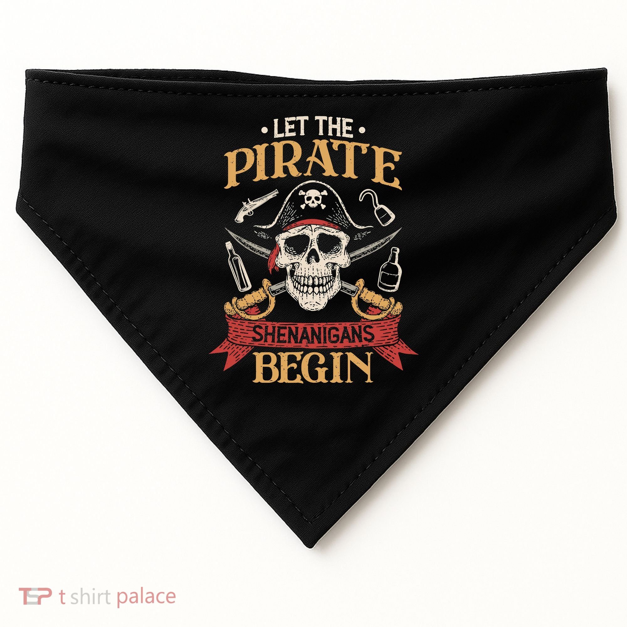 Let The Pirate Shenanigans Begins Crossbones Freebooter Trending Skeleton Skull USA-Made Doggie Bandana