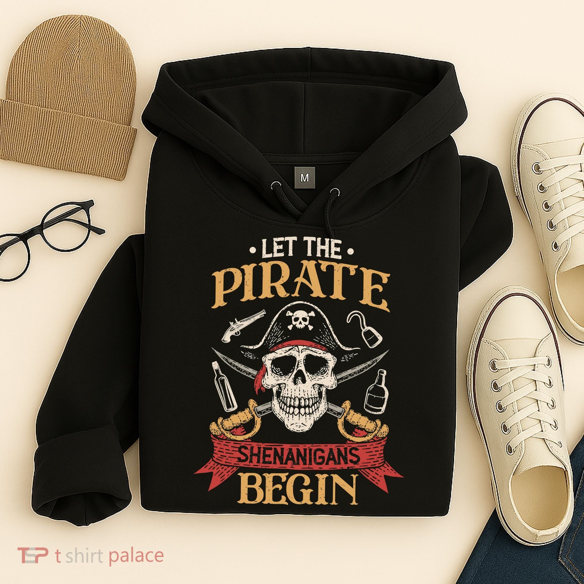 Let The Pirate Shenanigans Begins Crossbones Freebooter Trending Skeleton Skull Hoodie