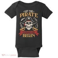 Let The Pirate Shenanigans Begins Crossbones Freebooter Trending Skeleton Skull Baby Bodysuit thumb 0