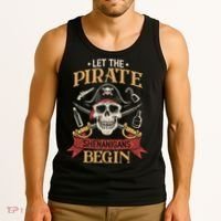 Let The Pirate Shenanigans Begins Crossbones Freebooter Trending Skeleton Skull Tank Top thumb 3
