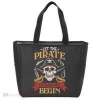 Let The Pirate Shenanigans Begins Crossbones Freebooter Trending Skeleton Skull Tote Bag thumb 0