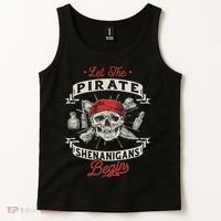 Let The Pirate Shenanigans Begin Crossbones Freebooter Tank Top thumb 2