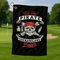 Let The Pirate Shenanigans Begin Crossbones Freebooter Golf Towel thumb 1